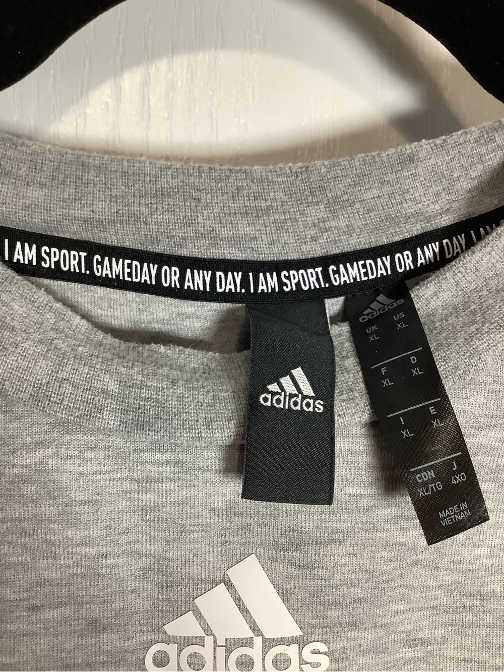 Adidas Men’s Grey Crewneck Sweater with Signature 3-Stripes - Picture 7 of 12